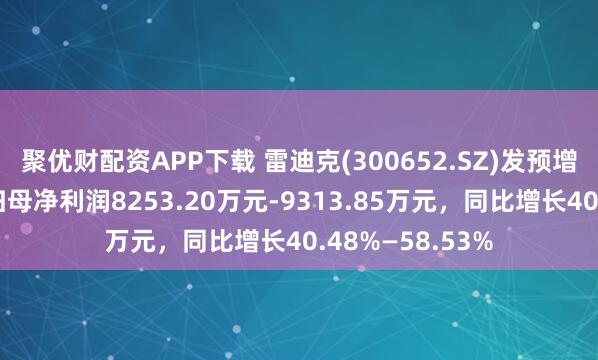 聚优财配资APP下载 雷迪克(300652.SZ)发预增，预计上半年归母净利润8253.20万元-9313.85万元，同比增长40.48%—58.53%